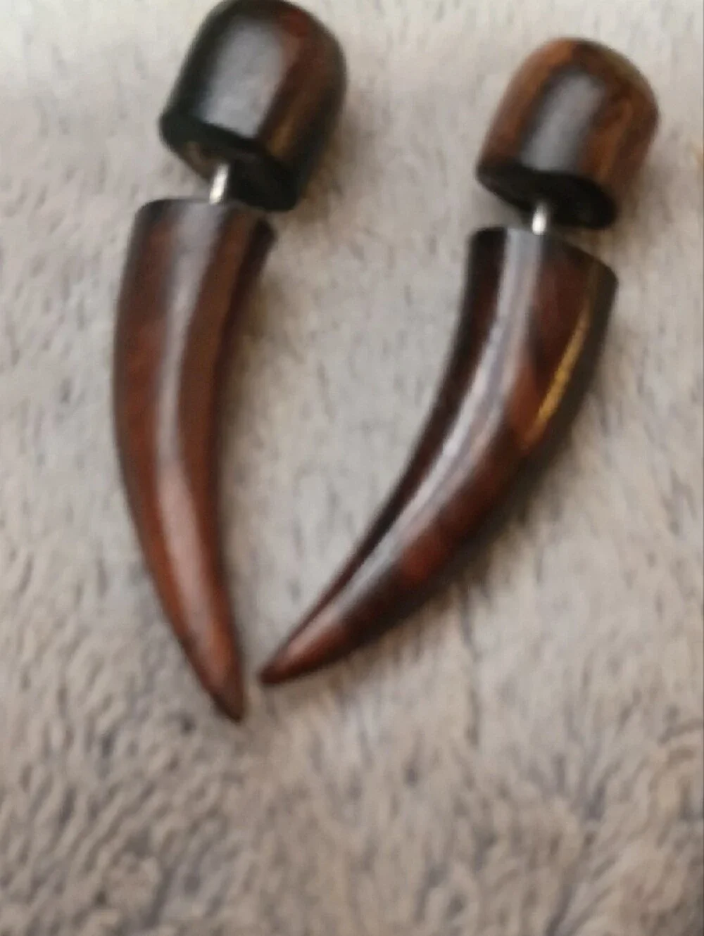 Earth Accessories Organic Wood And Surgical Steel Curved Spike Earrings
